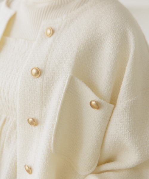 flower(フラワー)の「メルティングツイードジャケット(ノーカラージャケット・レディース・グレー/ホワイト・FREE)」の12枚目の写真