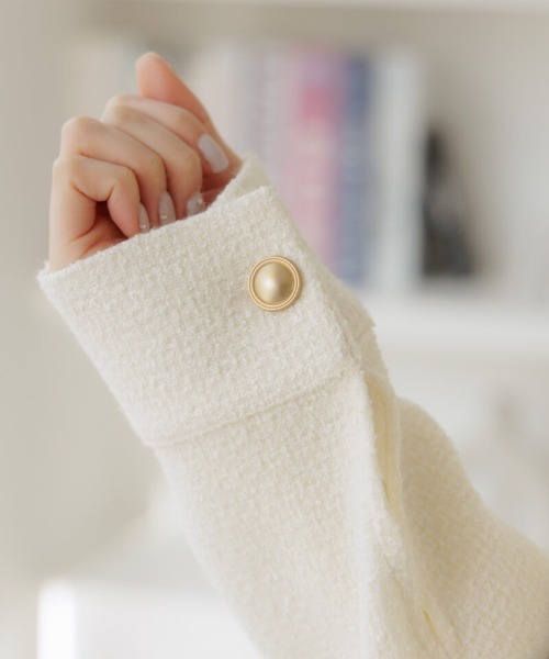 flower(フラワー)の「メルティングツイードジャケット(ノーカラージャケット・レディース・グレー/ホワイト・FREE)」の13枚目の写真