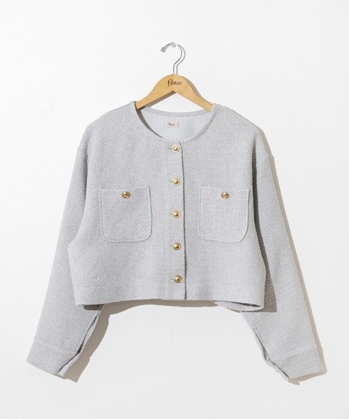 flower（フラワー）の「メルティングツイードジャケット（ノーカラー