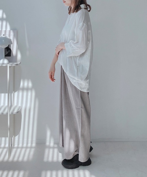 AS KNOW AS plus(アズノゥアズプラス)の「◎ウエストゴム ワイドイージーパンツ(その他パンツ・レディース・ブラック/アイボリー/グレー/グリーン/モカ/マスタード/ストライプ/チェック/ドット/ダークグリーン・FREE)」の14枚目の写真