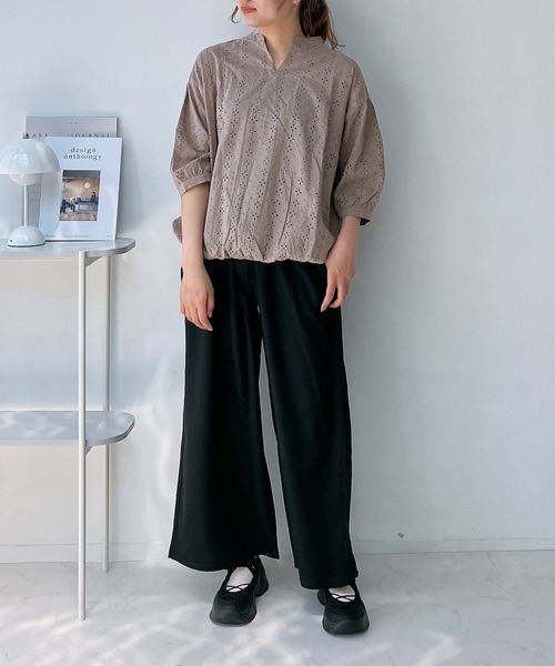 AS KNOW AS plus(アズノゥアズプラス)の「◎ウエストゴム ワイドイージーパンツ(その他パンツ・レディース・ブラック/アイボリー/グレー/グリーン/モカ/マスタード/ストライプ/チェック・FREE)」の15枚目の写真