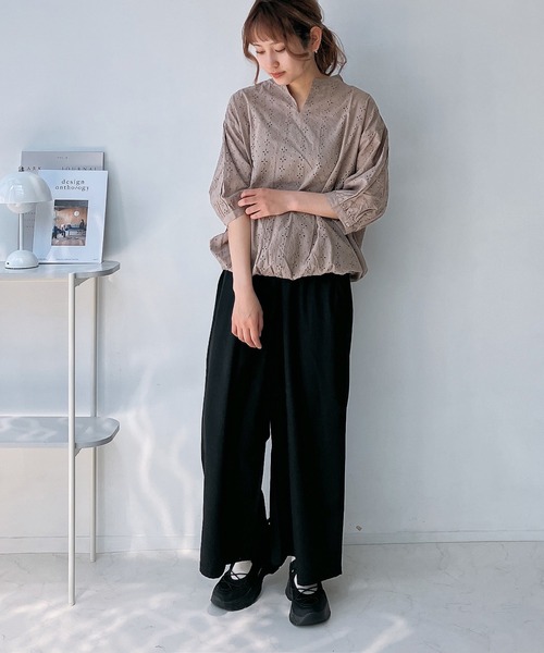 AS KNOW AS plus(アズノゥアズプラス)の「◎ウエストゴム ワイドイージーパンツ(その他パンツ・レディース・ブラック/アイボリー/グレー/グリーン/モカ/マスタード/ストライプ/チェック・FREE)」の16枚目の写真
