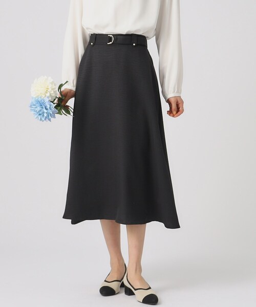 DRESKIP（ドレスキップ）の「◆【無理せずキレイ/セットアップ可】ベルト付ヴィンテージフレアスカート（スカート・レディース・ブラック/ライトベージュ/サックスブルー・02/03/04）」の2枚目の写真