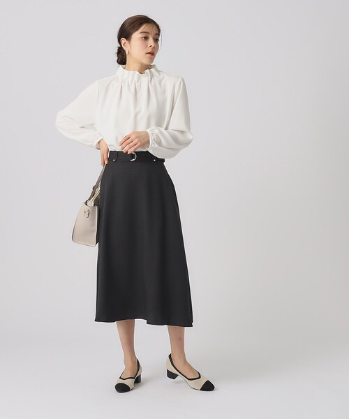 DRESKIP（ドレスキップ）の「◆【無理せずキレイ/セットアップ可】ベルト付ヴィンテージフレアスカート（スカート・レディース・ブラック/ライトベージュ/サックスブルー・02/03/04）」の7枚目の写真