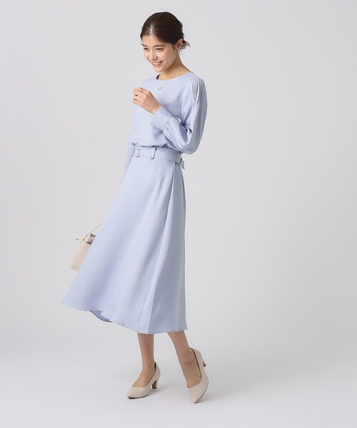 DRESKIP（ドレスキップ）の「◆【無理せずキレイ/セットアップ可】ベルト付ヴィンテージフレアスカート（スカート・レディース・ブラック/ライトベージュ/サックスブルー・02/03/04）」の16枚目の写真