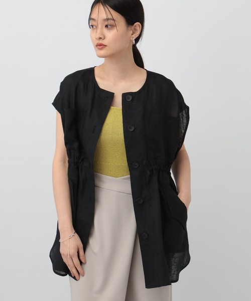 A part by（アパートバイ）の「フレンチリネンベスト（ベスト・レディース・ブラック/ライトベージュ・FREE）」の15枚目の写真