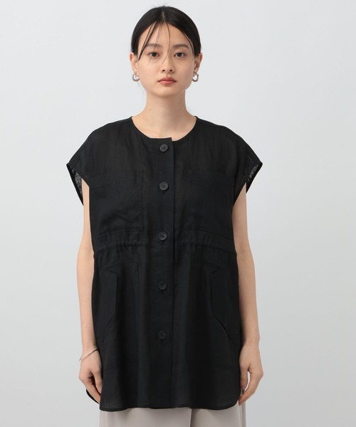 A part by（アパートバイ）の「フレンチリネンベスト（ベスト・レディース・ブラック/ライトベージュ・FREE）」の10枚目の写真