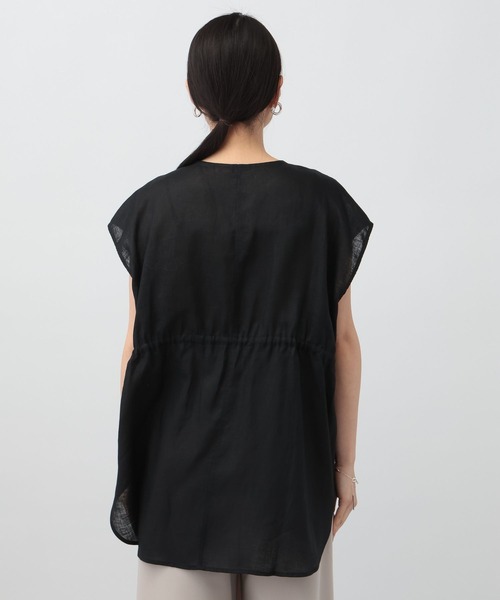 A part by（アパートバイ）の「フレンチリネンベスト（ベスト・レディース・ブラック/ライトベージュ・FREE）」の12枚目の写真