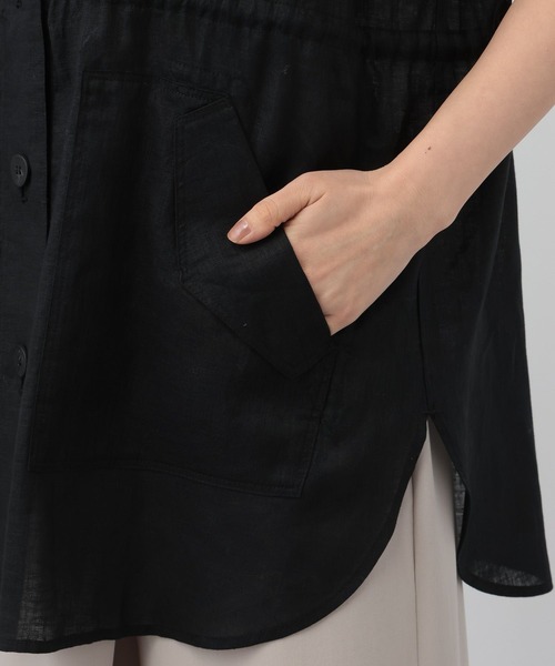 A part by（アパートバイ）の「フレンチリネンベスト（ベスト・レディース・ブラック/ライトベージュ・FREE）」の3枚目の写真