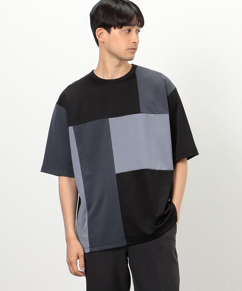 COMME CA ISM(コムサイズム)の「カラーブロック パッチワーク クルーネックTシャツ(Tシャツ/カットソー・メンズ・ブラック/ブルー/ホワイト・XL/M/L)」の8枚目の写真