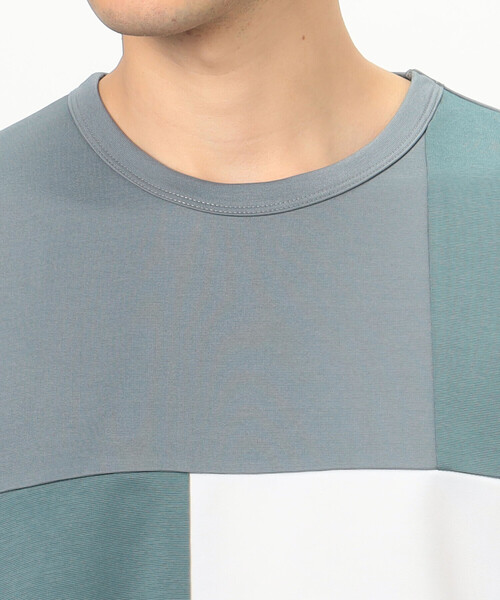 COMME CA ISM(コムサイズム)の「カラーブロック パッチワーク クルーネックTシャツ(Tシャツ/カットソー・メンズ・ブラック/ブルー/ホワイト・XL/M/L)」の14枚目の写真