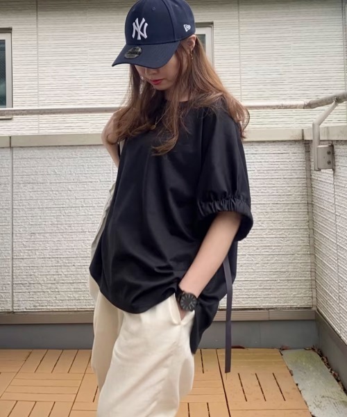 リボン　ギャザー　L　チュニック　トップス continuer de NICE CLAUP/リボンギャザーチュニック｜NICE CLAUP
