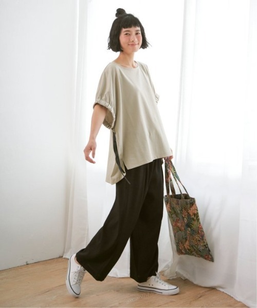 リボン　ギャザー　L　チュニック　トップス 後リボン切替ギャザーチュニックブラウス / CRAFT STANDARD