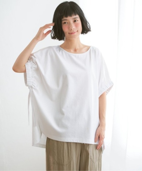 LBC(エルビーシー)の「袖ギャザーリボンチュニック(Tシャツ/カットソー・レディース・ホワイト/ブラック/ブルー/ベージュ・M)」の10枚目の写真