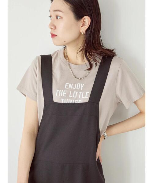Samansa Mos2 blue(サマンサモスモスブルー)の「【シルケットバイオ】ロゴTシャツ(Tシャツ/カットソー・レディース・ベージュ/オフホワイト/ブラック・F)」の3枚目の写真