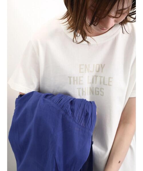 Samansa Mos2 blue(サマンサモスモスブルー)の「【シルケットバイオ】ロゴTシャツ(Tシャツ/カットソー・レディース・ベージュ/オフホワイト/ブラック・F)」の1枚目の写真