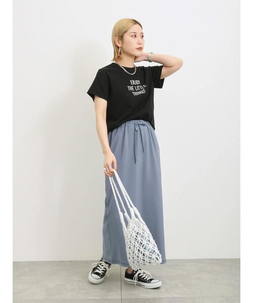 Samansa Mos2 blue(サマンサモスモスブルー)の「【シルケットバイオ】ロゴTシャツ(Tシャツ/カットソー・レディース・ベージュ/オフホワイト/ブラック・F)」の4枚目の写真
