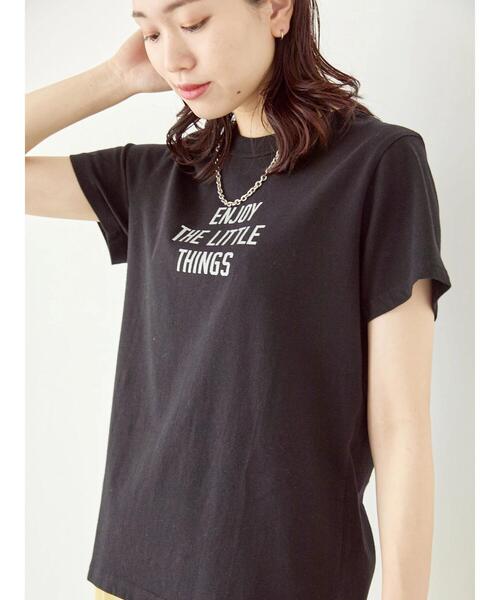 Samansa Mos2 blue(サマンサモスモスブルー)の「【シルケットバイオ】ロゴTシャツ(Tシャツ/カットソー・レディース・ベージュ/オフホワイト/ブラック・F)」の12枚目の写真