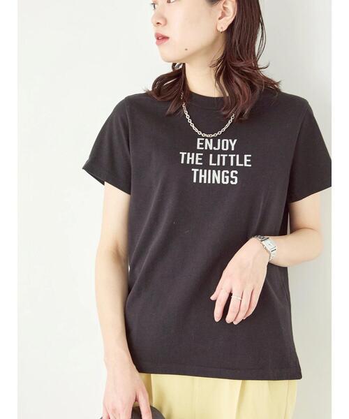Samansa Mos2 blue(サマンサモスモスブルー)の「【シルケットバイオ】ロゴTシャツ(Tシャツ/カットソー・レディース・ベージュ/オフホワイト/ブラック・F)」の13枚目の写真