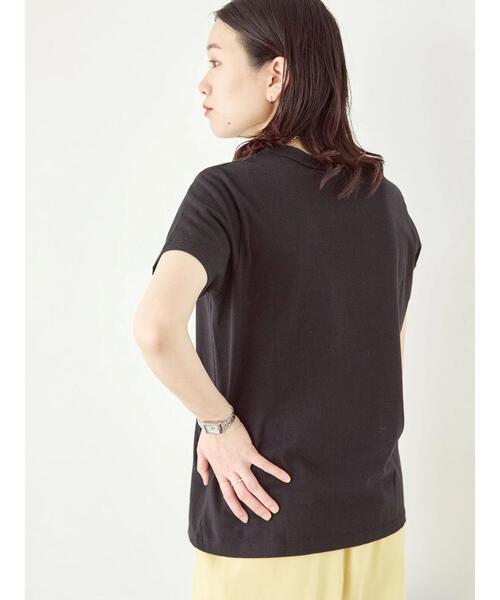 Samansa Mos2 blue(サマンサモスモスブルー)の「【シルケットバイオ】ロゴTシャツ(Tシャツ/カットソー・レディース・ベージュ/オフホワイト/ブラック・F)」の14枚目の写真