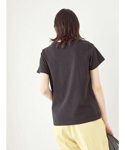Samansa Mos2 blue(サマンサモスモスブルー)の「【シルケットバイオ】ロゴTシャツ(Tシャツ/カットソー・レディース・ベージュ/オフホワイト/ブラック・F)」の15枚目の写真