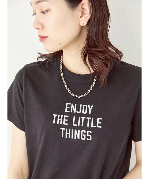 Samansa Mos2 blue(サマンサモスモスブルー)の「【シルケットバイオ】ロゴTシャツ(Tシャツ/カットソー・レディース・ベージュ/オフホワイト/ブラック・F)」の18枚目の写真