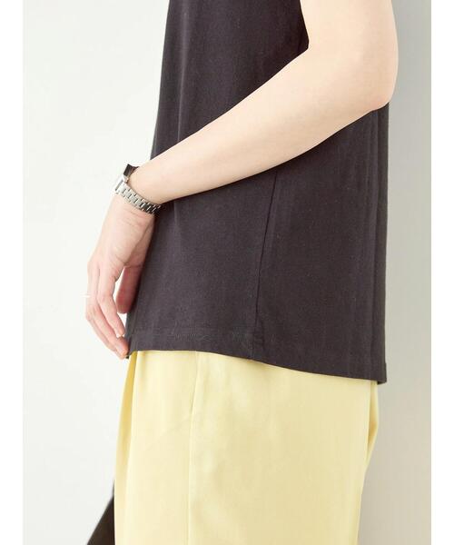 Samansa Mos2 blue(サマンサモスモスブルー)の「【シルケットバイオ】ロゴTシャツ(Tシャツ/カットソー・レディース・ベージュ/オフホワイト/ブラック・F)」の21枚目の写真