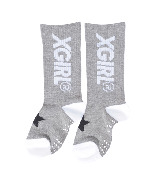 X-girl Stages（エックスガールステージス）の「LOGO SOCKS（ソックス/靴下・キッズ・ホワイト/アッシュ/ネイビー・MEDIUM/LARGE/SMALL）」の2枚目の写真