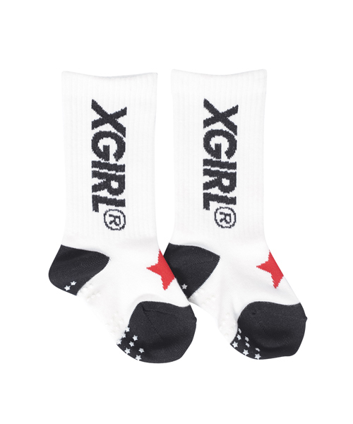 X-girl Stages（エックスガールステージス）の「LOGO SOCKS（ソックス/靴下・キッズ・ホワイト/アッシュ/ネイビー・MEDIUM/LARGE/SMALL）」の6枚目の写真