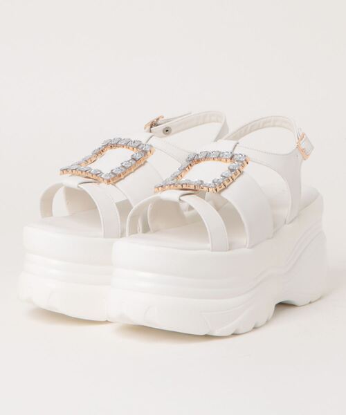 Parade（パレード）の「【厚底】ビジュー付きボリュームソールスポーツサンダル　312（サンダル・レディース・ホワイト/ブラック・S/M/L/LL）」の2枚目の写真