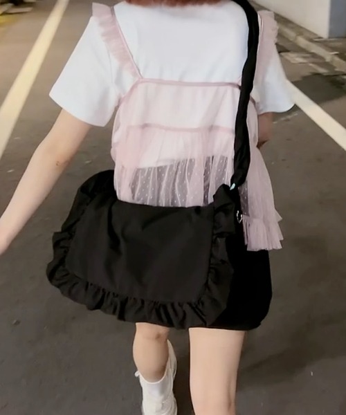 INTER FACTORY(インターファクトリー)の「フリルショルダーバッグ made in INTER FACTORY(ショルダーバッグ・レディース・ミント/ブラック・FREE)」の2枚目の写真