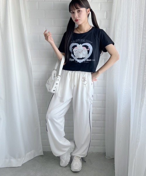 √nuage(ルートニュアージュ)の「アニマルハートショートTシャツ(Tシャツ/カットソー・レディース・ホワイト/ブラック・FREE)」の5枚目の写真