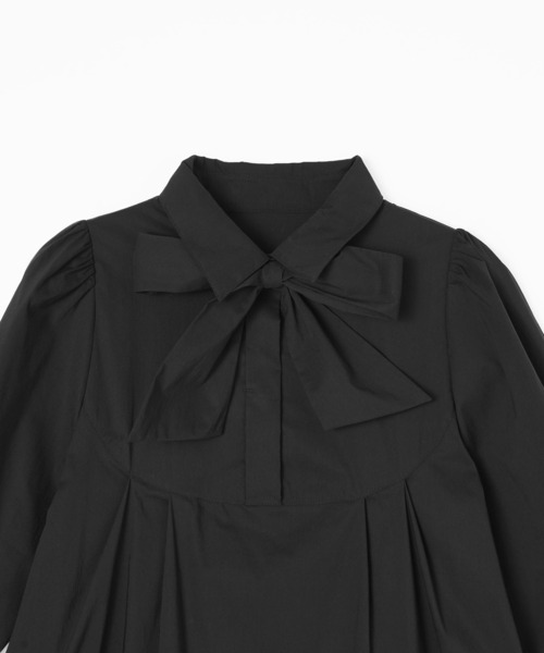 MILKFED.(ミルクフェド)の「BOW TIE SHIRT DRESS(ワンピース・レディース・ブラック/ベージュ・ONE SIZE)」の6枚目の写真