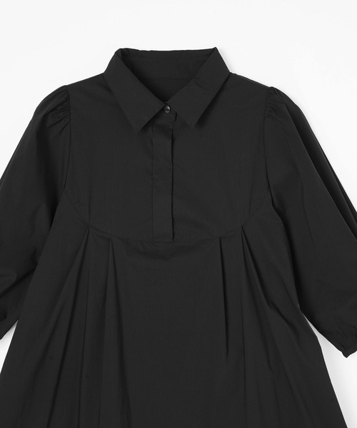 MILKFED.(ミルクフェド)の「BOW TIE SHIRT DRESS(ワンピース・レディース・ブラック/ベージュ・ONE SIZE)」の7枚目の写真