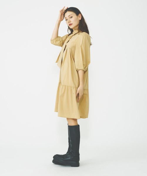 MILKFED.(ミルクフェド)の「BOW TIE SHIRT DRESS(ワンピース・レディース・ブラック/ベージュ・ONE SIZE)」の17枚目の写真