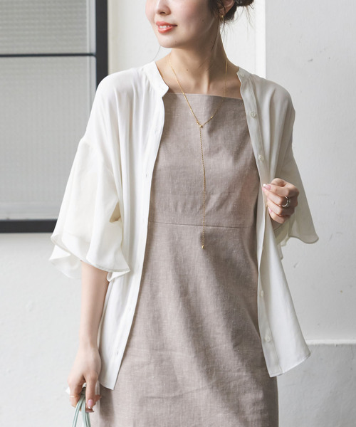 NOBLE ドライシフォンラッフルスリーブブラウス Noble（ノーブル）の「ドライシフォンラッフルスリーブブラウス