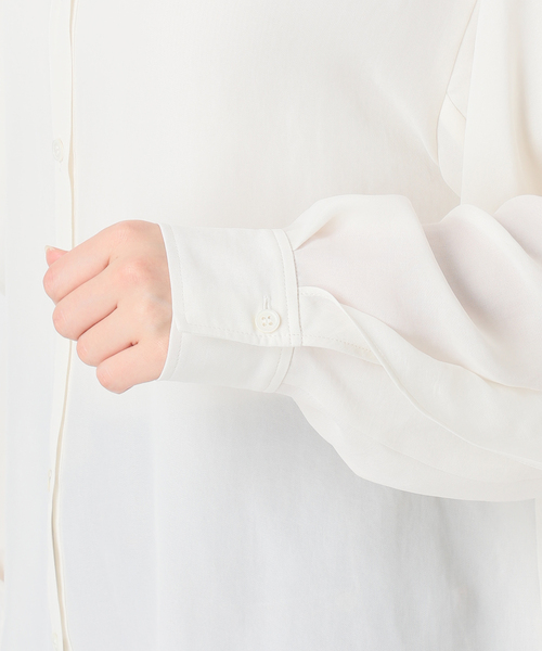 Noble（ノーブル）の「ドライシフォンラッフルスリーブブラウス（シャツ/ブラウス・レディース・グレー/ホワイト/ブラウン・FREE）」の16枚目の写真