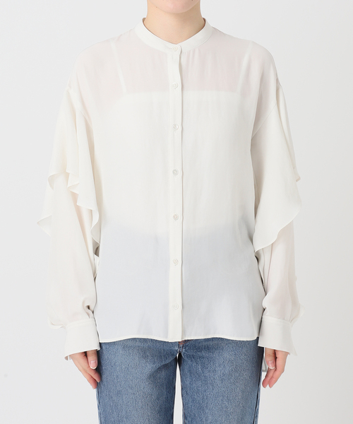 Noble（ノーブル）の「ドライシフォンラッフルスリーブブラウス（シャツ/ブラウス・レディース・グレー/ホワイト/ブラウン・FREE）」の21枚目の写真