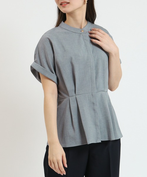 TRUDEA（トルディア）の「リネンライクタックペプラムブラウス（シャツ/ブラウス・レディース・ブルー/ネイビー/ライトグレー/グリーン・MEDIUM/LARGE）」の18枚目の写真