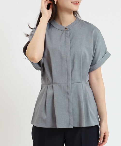 TRUDEA（トルディア）の「リネンライクタックペプラムブラウス（シャツ/ブラウス・レディース・ブルー/ネイビー/ライトグレー/グリーン・MEDIUM/LARGE）」の19枚目の写真