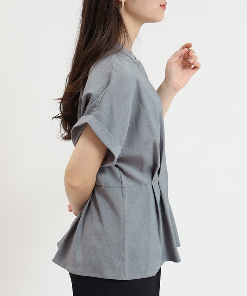 TRUDEA（トルディア）の「リネンライクタックペプラムブラウス（シャツ/ブラウス・レディース・ブルー/ネイビー/ライトグレー/グリーン・MEDIUM/LARGE）」の20枚目の写真