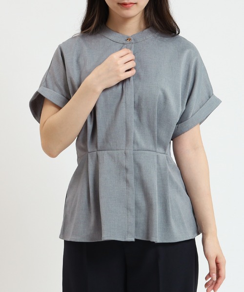 TRUDEA（トルディア）の「リネンライクタックペプラムブラウス（シャツ/ブラウス・レディース・ブルー/ネイビー/ライトグレー/グリーン・MEDIUM/LARGE）」の21枚目の写真