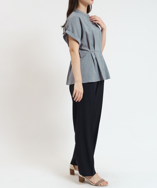 TRUDEA（トルディア）の「リネンライクタックペプラムブラウス（シャツ/ブラウス・レディース・ブルー/ネイビー/ライトグレー/グリーン・MEDIUM/LARGE）」の12枚目の写真