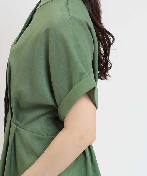 TRUDEA（トルディア）の「リネンライクタックペプラムブラウス（シャツ/ブラウス・レディース・ブルー/ネイビー/ライトグレー/グリーン・MEDIUM/LARGE）」の7枚目の写真