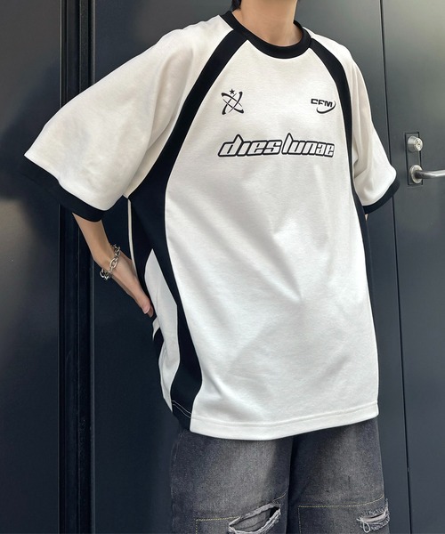 ビッグCCマーク入ライントップス ホワイトTシャツ 【未使用】 ビッグシルエットレインボーTシャツ ウィメンズ(M ホワイト