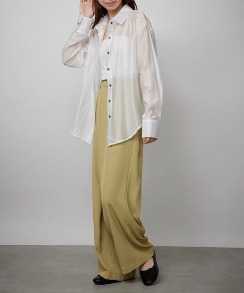 MAISON BREEZE（メゾンブリーズ）の「【SETUP7】オーバーフォルムシアーシャツブラウス SCCH565　※（シャツ/ブラウス・レディース・ホワイト/ベージュ/グレー・FREE）」の9枚目の写真