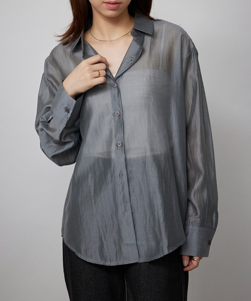 MAISON BREEZE（メゾンブリーズ）の「【SETUP7】オーバーフォルムシアーシャツブラウス SCCH565　※（シャツ/ブラウス・レディース・ホワイト/ベージュ/グレー・FREE）」の11枚目の写真