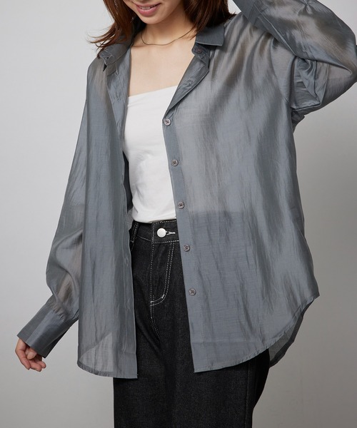 MAISON BREEZE（メゾンブリーズ）の「【SETUP7】オーバーフォルムシアーシャツブラウス SCCH565　※（シャツ/ブラウス・レディース・ホワイト/ベージュ/グレー・FREE）」の13枚目の写真