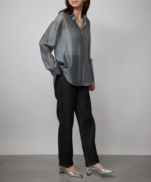 MAISON BREEZE（メゾンブリーズ）の「【SETUP7】オーバーフォルムシアーシャツブラウス SCCH565　※（シャツ/ブラウス・レディース・ホワイト/ベージュ/グレー・FREE）」の15枚目の写真