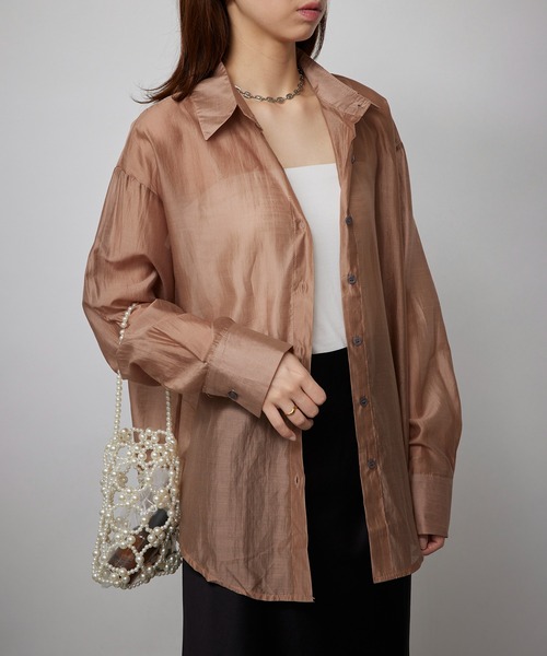 MAISON BREEZE（メゾンブリーズ）の「【SETUP7】オーバーフォルムシアーシャツブラウス SCCH565　※（シャツ/ブラウス・レディース・ホワイト/ベージュ/グレー・FREE）」の17枚目の写真